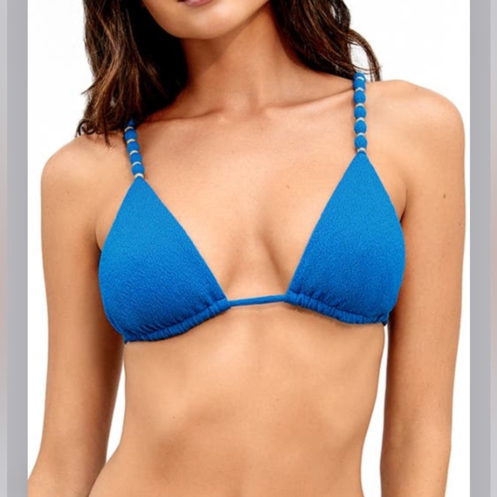 Vix Beads Parallel Triangle Bikini Top in Blue Ocean